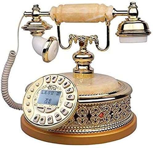 Advanced Home Calling Phone Corded Phone European Vintage Landline Retro Resin Home Telephone Push Button dial Hands-Free Redial Function Home Decoration Office Crafts Gold 5