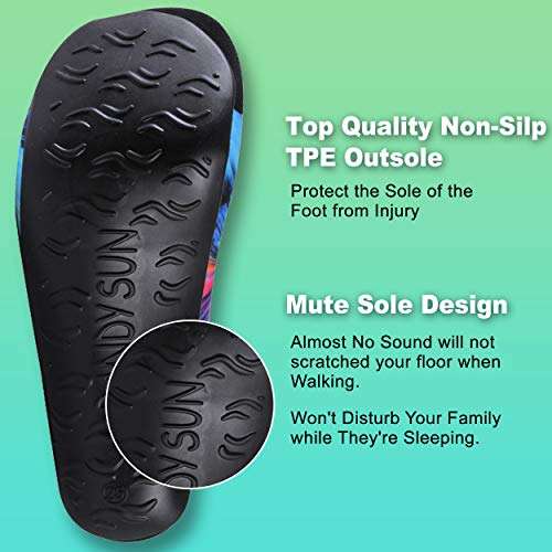 RANDY SUN Unisex Quick-Dry Sand Not Waterproof Socks, Wearable Barefoot Home Fitness Beach Pool Shoes for Surf Swim Yoga Volleyball Provided Protection(1 Pair Blue Printed Low Cut L) 6