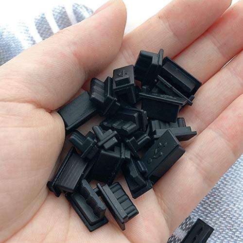 Luckkyme 50Pcs Ethernet Hub Port HDMI Anti Dust Cover Cap Protector Plug, Black 6