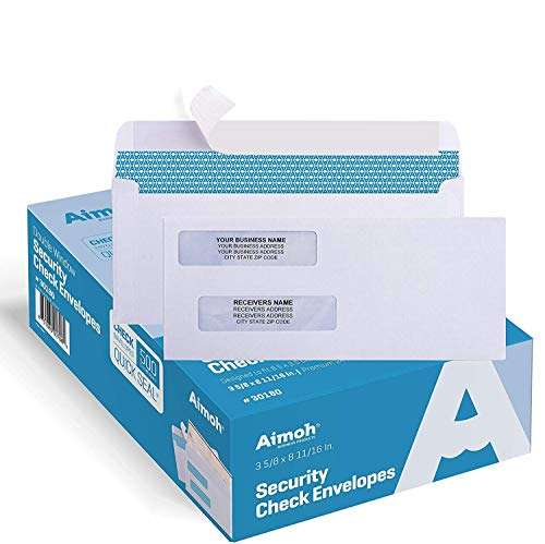 500#8 Double Window Self Seal Security Envelopes - for Business Checks, QuickBooks & Quicken Checks, Size 3 5/8 x 8 11/16 Inches - Checks Fit Perfectly - Not for Invoices, 500 Count(30180) 2