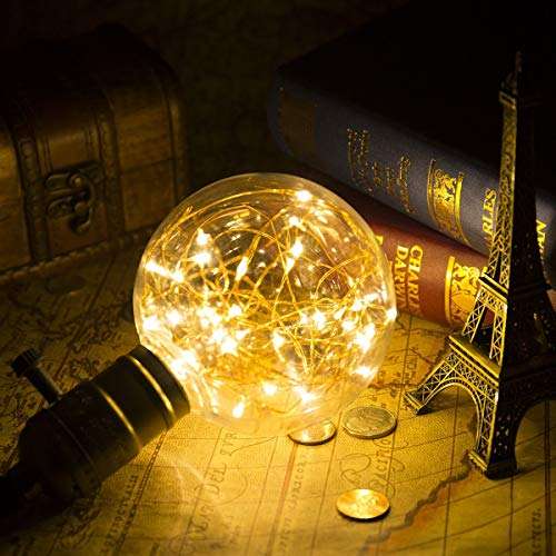 G95 Edison Bulbs LED Filament Bulb Decorative Lighting Lamp 3W E26/E27 Base Warm White Vintage Edison Bulbs LED Globe Fairy Light Bulb for Christmas, Cafes, Holiday,AC85-265V 5