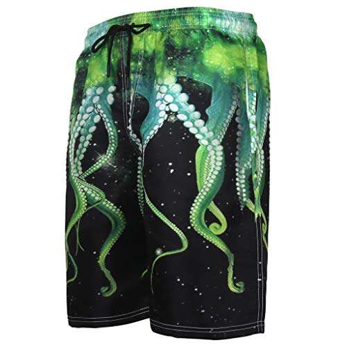 Men Shorts Casual Summer Swim Trunks 3D Graphic Athletic Elastic Waist Beach Wear Pants with Pockets (M, Green) 6