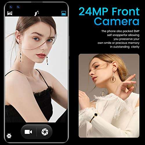 Duanmuci Sim Free Mobile Phone, Mate40pro+ Android 10.0 4GB + 64GB ROM, 50MP Rear Camera + 24MP Front Camera, 7.3" FHD+ Screen 6000mAh Battery 4G Smartphones Unlocked 4