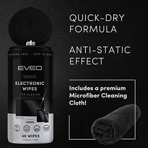 Electronic Wipes Streak-Free for Screen Cleaner & Smart Watch [2 Pack x 40] TV Screen, Smart TV, Computer Screen, Laptop, Phone, Tablet, and Electronics Devices - Microfiber Cloth Included [80 Wipes] 4