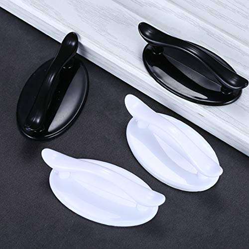 LIFON Simple Handle Paste Type,4 Piece White Sticky Door Handle, Door and Window Cabinet Drawer Wardrobe Door Door Handle,Black 4