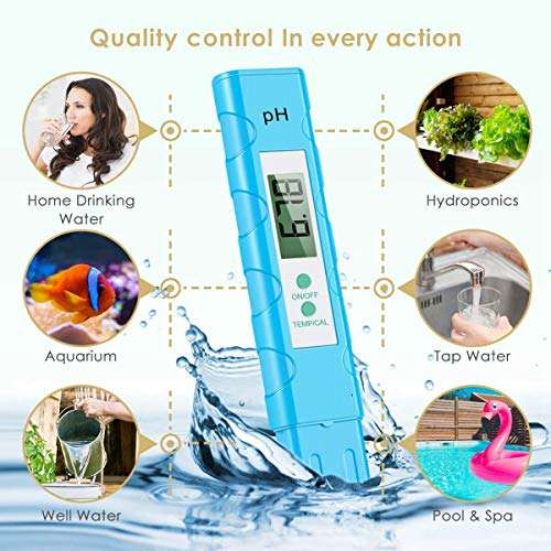 KANJJ-YU Water Quality Tester Digital PH Meter 0.01 PH High Accuracy Water Quality Tester with 0-14 PH Measurement Range for Household Drinking, Pool and Aquarium Water PH Tester Design 5