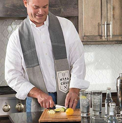 Head Chef Blue Extra Long Cotton Blend Over The Shoulder Kitchen Towel Boa 3