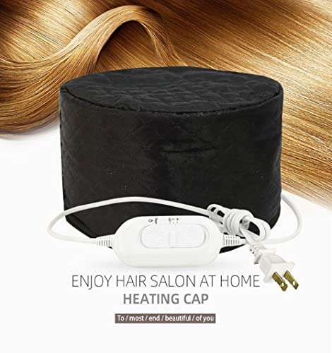 GaxQuly Spa cap Electric Heat hair care thermal treatment with beauty steamer nourishing heating cap for spa at home travel hair steamer for women (Black) 5