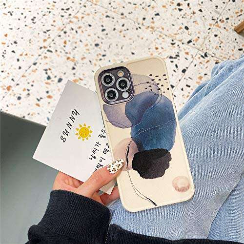 Water Color Blue Soft Case for Apple iPhone 12 Pro Max 6.7 inch Fashion Cute Design with Plating Camera Protection Lid Shockproof Corner Bumper Protective Cover for iPhone 12 Pro Max Cases 5