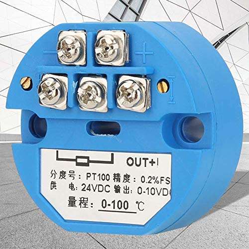 wendeekun -50~400 Degree Temperature Transmitter, PT100 Temperature Transmitter DC24V Output 0-10V Sensor Detector Module 4