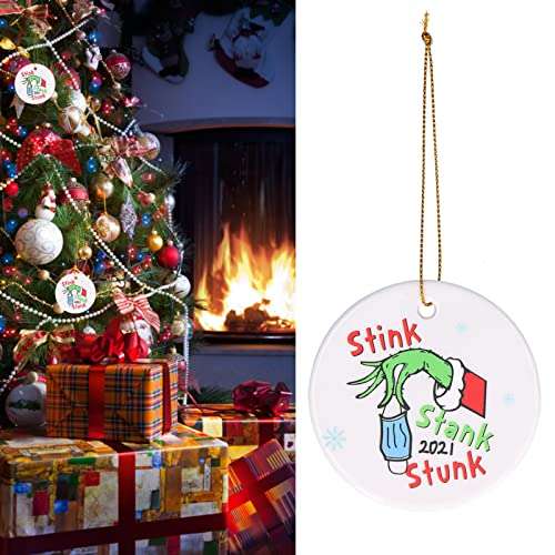 Round Printed Christmas Tree Pendant, Christmas Elements Pattern Decoration Universal Novel Tasteless Portable for Living Room Decoration for Home Decor(Type B) 3