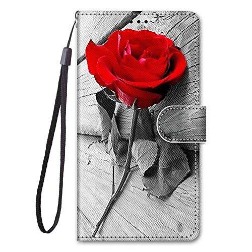 FlipBird PU Leather Flip Folio Case for Nokia 2.4, Cover Case Wallet Case with Card Slots and Kickstand & Wrist Strap Protective Phone Case for Nokia 2.4 Rose 4