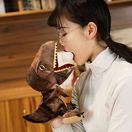 LIYANGHUIZI Plush Toys Plush Toy Dinosaur Puppets Stuffed Plush Toy Storytelling Hand Puppets Children Toys Children Birthday Gifts HANLINBAIHUODIAN (Color : Brown) 4