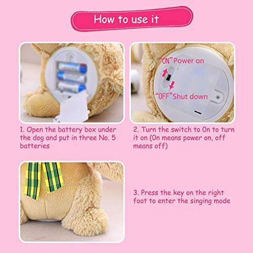 Fuggui Electric Plush Dog Singing Clapping Plush Teddy Dog Cute Interactive Musical Toy Stuffed Puppy Pet Companion Gift for Kids Bedroom Home Decoration Ornaments 28cm /11in 6