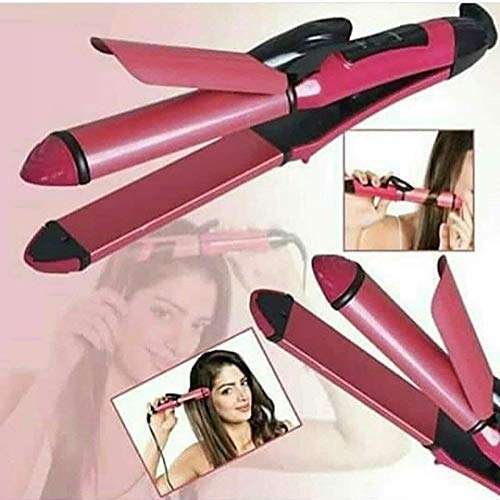 2-in-1 Ceramic Plate Essential Combo Beauty Set of Hair Straightener and Plus Curler hair curler for women, hair straightner for women, hair 3
