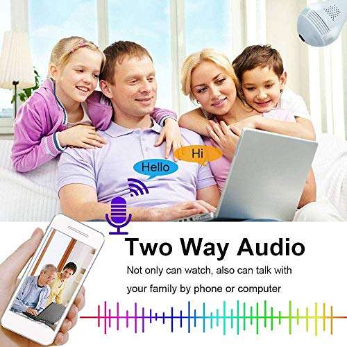 SIQPF Wireless Surveillance Camera Outdoor Panoramic 360 Degree Bulb Camera WiFi Remote Home Camera Two-Way Audio (Size : 2 Million Ir LEDs) 6