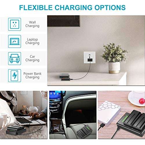 Neewer NP-F550 Battery Charger Set Compatible with Sony NP-F970 F750 F770 F960 F550 F530 F330 F570 CCD-SC55 TR516 TR716 TR818 TR910 TR917, Led Light/Monitor/Camera Slider (2 Pack, Black) 5