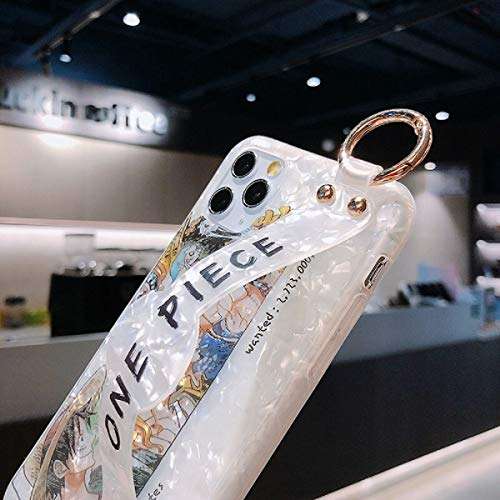 Anime One Piece Luffy Zoro Straw Hat Phone Case for iPhone 11 12 Mini Pro Max X XS Max XR 6 6S 7 8 Plus SE 2020 Soft TPU Wrist Strap Holder Cover(1, iPhone 7 8/ SE 2020) 4