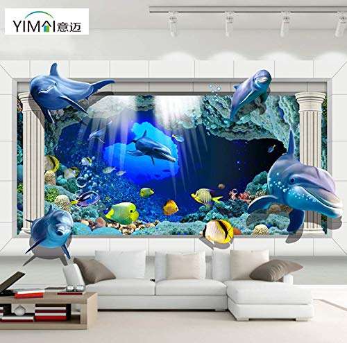 3D Underwater Underwater World Palace Roman Column TV Sofa Background Wall Paper, 105150cm 3