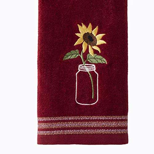 SKL Home by Saturday Knight Ltd. Sunflower In Jar 2 Pc Hand Towel Set, Wine 2 Count 3