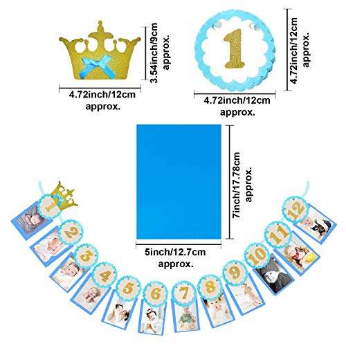 AMFIN® First Year Birthday Photo Banner / Monthly Photo Banner (12 Months) - Blue 4