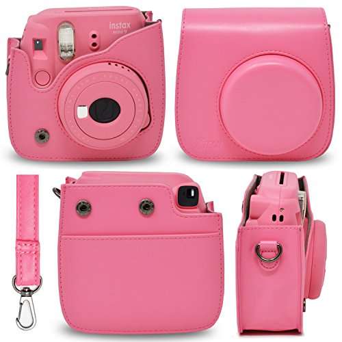 Xtech FujiFilm Instax Mini 9/8 Flamingo PINK Accessories Kit with Flamingo Pink Camera Case with Strap + Photo Album + Colorful Frames + Sticker Frames + Large Selfie Mirror + 4 Colorful Filters +MORE 3