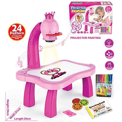 Child Learning Desk Home Projector Learning/Drawing Painting Set, Projecting Images to Help Kids Trace and Draw Educational Fun Educational Toys for Boys and Girls (Pink) 5