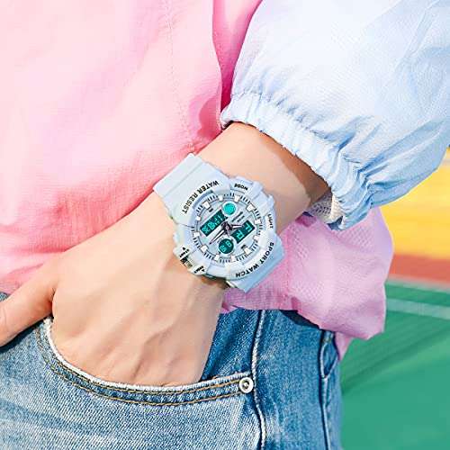 Women?s Digital Sports Watch, Dual-Display Waterproof Wrist Watch with Alarm and Stopwatch (blue3037) 5