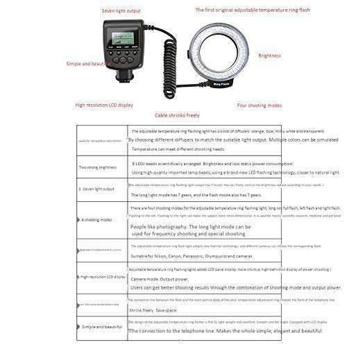 Tuneway Ring Flash Photography LED Flash SLR Camera Fill Light Ring Flash for Macro Olympus Lens 6