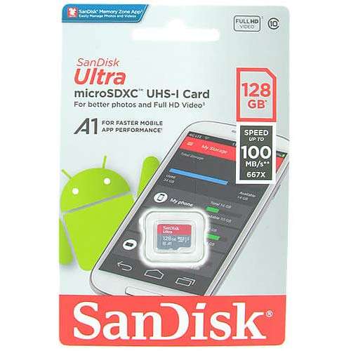 SanDisk Ultra 128GB MicroSD XC Class 10 A1 UHS-1 Mobile Memory Card up to 98MB/s Read Speed (SDSQUAR-128G-GN6MN) with USB 3.0 Dual Slot MemoryMarket MicroSD & SD Memory Card Reader 3