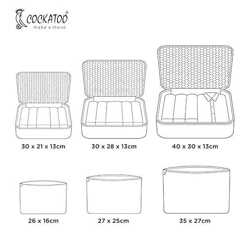 Cockatoo Horizon 6 Pc Travel Storage Bag,Travel Organizer Bags for Luggage,Material: Oxford Cloth 6