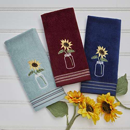 SKL Home by Saturday Knight Ltd. Sunflower In Jar 2 Pc Hand Towel Set, Wine 2 Count 6