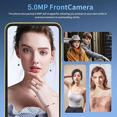 Mobile Phone, 500W 800W Camera 6.1in Smartphone for 11 2GB RAM 16GB ROM HD Water Droplets Screen for Office for Home(Yellow) 4