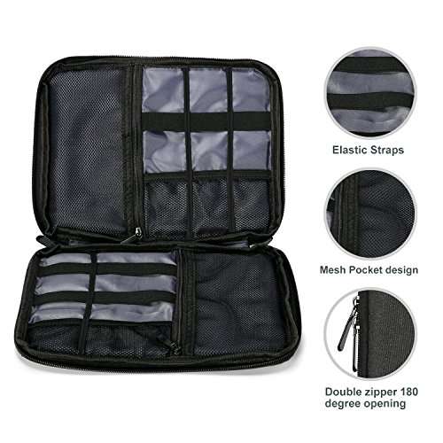 ProCase Electronics Travel Gadget Organizer Tech Bag, Handy Gear Accessories Storage Carrying Bag Pouch for USB Cable SD Card Camera Hard Drive Flash Disk Power Bank -Black 5