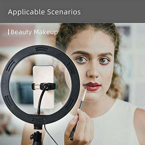 Huaze 10 Selfie Ring Light with Tripod Stand & Cell Phone Holder for Live Stream/Makeup, Mini Led Camera Ringlight for YouTube Video/Photography 4