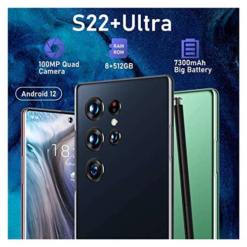 GUOFENG 7.3 inch Unlocked Smartphone Dual Cards RAM 8GB ROM 512GB Unlocked Cell Phones with 7300mAh Battery Support WiFi Face Recognition (Color : Green) 4