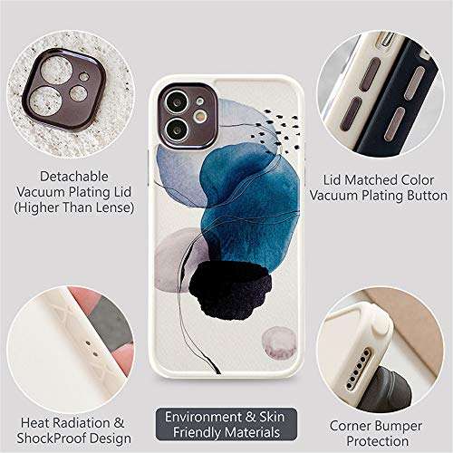 Water Color Blue Soft Case for Apple iPhone 12 Pro Max 6.7 inch Fashion Cute Design with Plating Camera Protection Lid Shockproof Corner Bumper Protective Cover for iPhone 12 Pro Max Cases 6