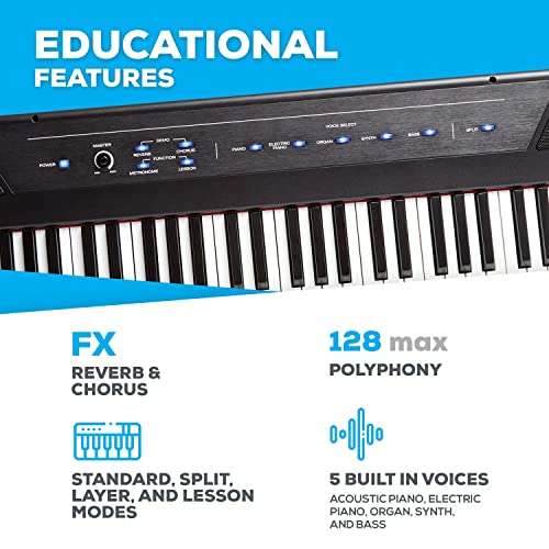 Alesis Recital | 88-Key Beginner Digital Piano/Electronic Keyboard with Full-Size Semi-Weighted Keys, Built-In Speakers and 3-Months of Skoove Online Piano Lessons Included 4
