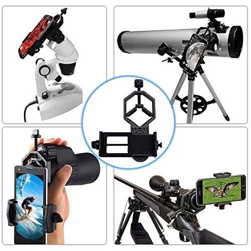 Apofly 1PC Telescope Phone Mount Cellphone Telescope Adapter Mount Metal Black Work with Binocular Monocular Spotting Scope Microscope for iPhone Samsung HTC 3