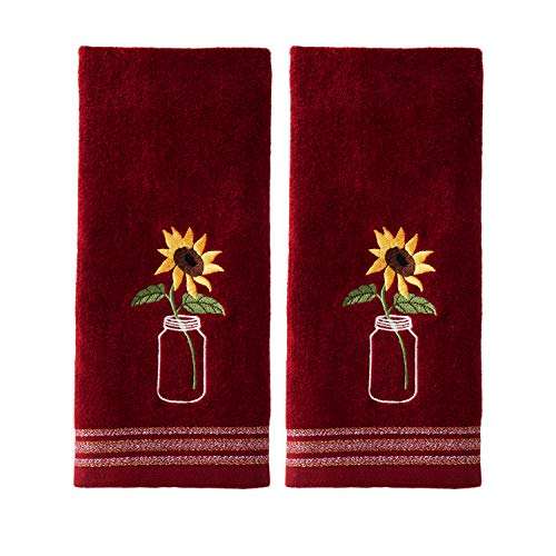 SKL Home by Saturday Knight Ltd. Sunflower In Jar 2 Pc Hand Towel Set, Wine 2 Count 2