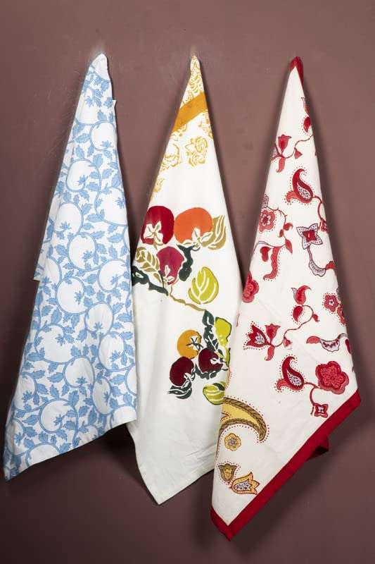 Contrast Living Akhash Hand Block Printed Kitchen Towel / Dish Towel / Hand Towel Multi Color Set of 3 Pcs 2