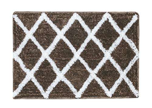 Enyra Design Bath Mat, Tufted Anti-Slip Microfiber Bathroom Rug Size - 37x57 cm, Washable Soft Touch Feel Mat for Bathroom Floor, Door, Kitchen, Entrance Way, Bedroom - Pack of 2 Piece (Coffee) 4