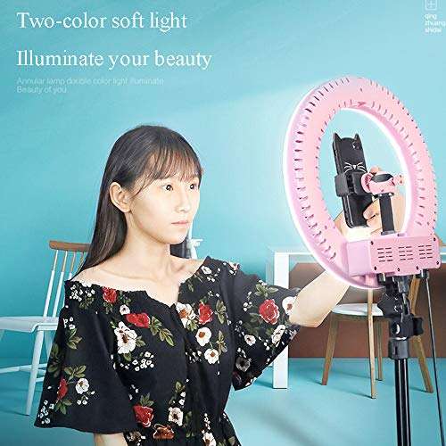 JION 14-Inch Self-Timer Ring Light with Tripod Stand and Phone Holder for Live/Makeup, Mini Led Camera Ring Light for YouTube Video/Photography Compatible with iPhone Xs Max Xr Android 6