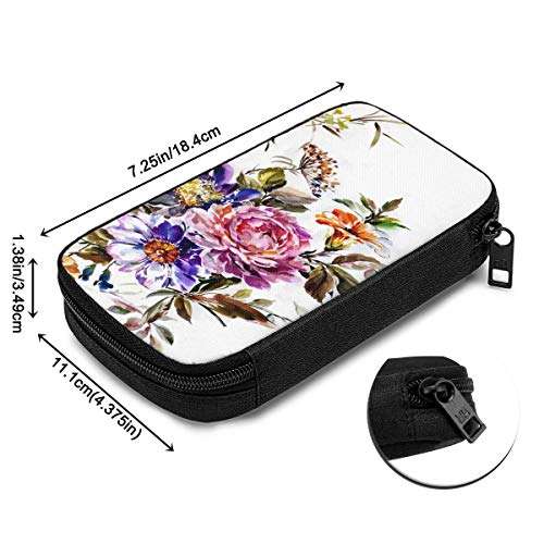 Electronic Organizer Beautiful Nature,Red Pink Flower Bunch Watercolor Travel Universal Cable Organizer Electronics Accessories Cases Gadgets Bag Cord Storage Bag for Cable,Charger,Phone,USB,SD Card 6