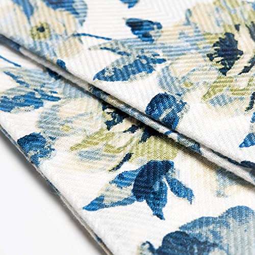 Shades of Life Premium | Blue Floral Kitchen Towel | Multi Purpose Cleaning Cloth | 190 GSM | 100% Cotton | 28" H x 18" W | Extra Absorbent | Quick Drying | Reusable 3