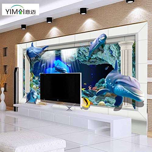3D Underwater Underwater World Palace Roman Column TV Sofa Background Wall Paper, 105150cm 4