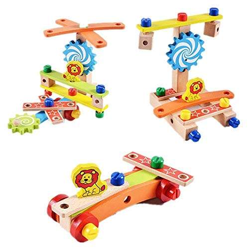tumtum assembling disassembling wooden multi functional activity chair with nut and screw driver toys for kids, educational & learning toy for children..- Multi color 6