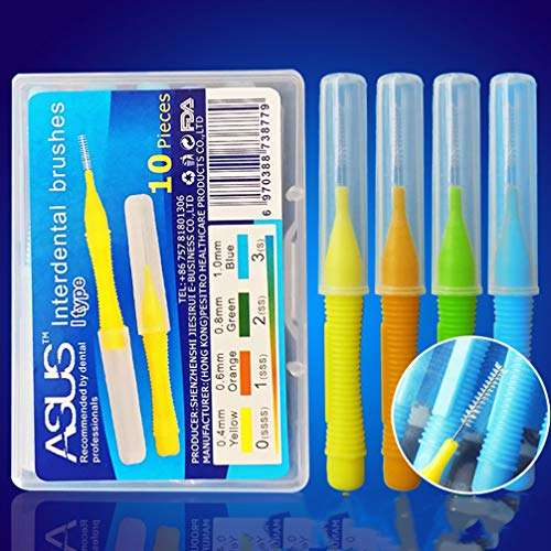 HEALLILY Interdental Brush Cleaner Interdental Slim Brush Toothpick Tooth Flossing Head Oral Dental Care Supplies 10pcs (Blue) 5