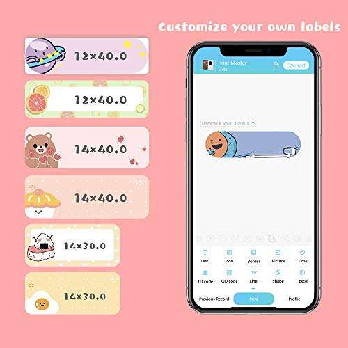 URESHIIEN Label Maker Portable Bluetooth Wireless Label Printer with 1 Roll Adhesive Label Thermal Paper Name Price Expiration Date Sticker Tag Printer for Home Office and Store Organization (Pink) 5