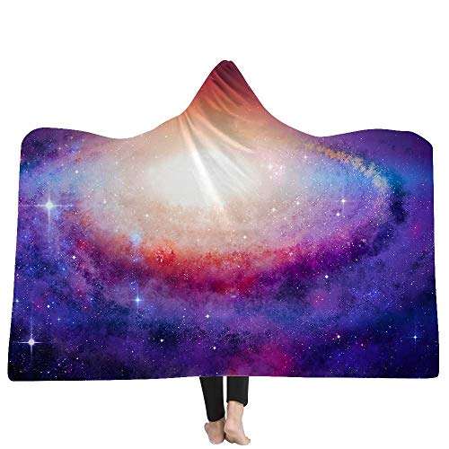 Cozy Universe Galaxy Winter Warm Bath Cloak Flannel Wearable Children Adult Throw Printed Hooded Blanket Warm ( Color : 14 , Size : 130150 ) 3